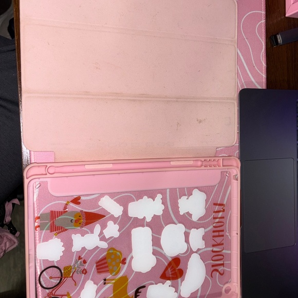 Pink 9th Generation iPad Case With Clear Back and Cute Stickers - Picture 4 of 4